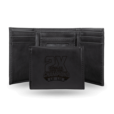 Philadelphia Eagles 2 Time Champs Black Faux Leather Trifold