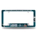 Philadelphia Eagles 2 Time Champs Chrome Auto License Plate Frame