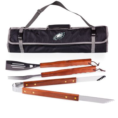 Philadelphia Eagles 3-Piece BBQ Tote & Grill Set - Black with Gray Accents
