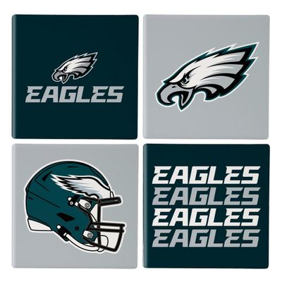 Philadelphia Eagles 4 Piece Coaster Set with Wood Caddy