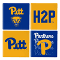 Pittsburgh Panthers 4 Piece Coaster Set with Wood Caddy