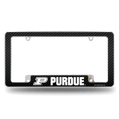 Purdue Boilermakers Carbon Fiber Chrome Automotive License Plate Frame