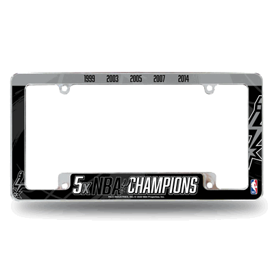San Antonio Spurs Multi Champ Chrome Automotive License Plate Frame