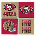 San Francisco 49ers 4 Piece Coaster Set with Wood Caddy