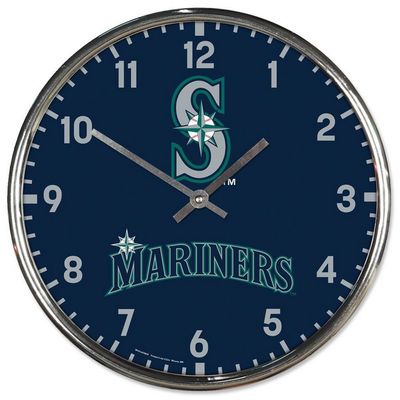 Seattle Mariners Round Chrome Wall Clock
