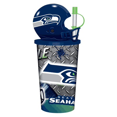 Seattle Seahawks 32oz Plastic Helmet Cup & Straw