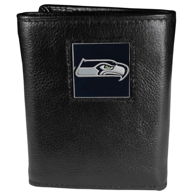 Seattle Seahawks Deluxe Leather Tri-fold Wallet Packaged in Gift Box