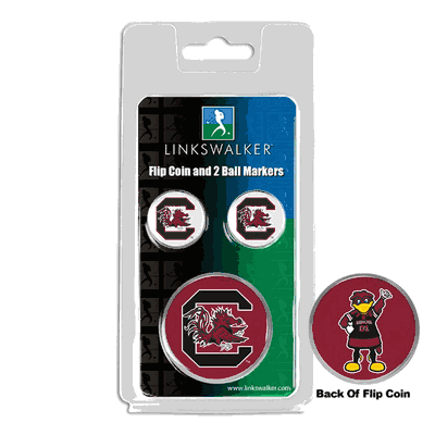 South Carolina Gamecocks Flip Decision Coin and 2 Golf Ball Marker Pack