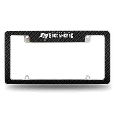Tampa Bay Buccaneers Carbon Fiber Chrome Auto License Plate Frame
