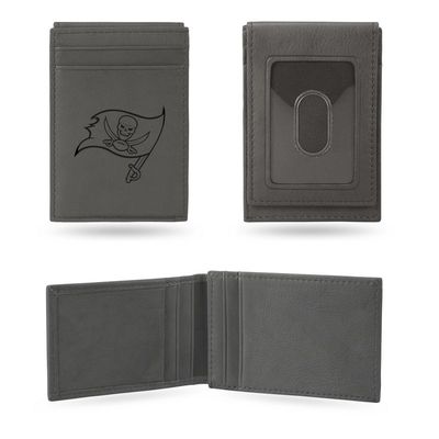 Tampa Bay Buccaneers Gray Laser Engraved Compact Front Pocket Wallet