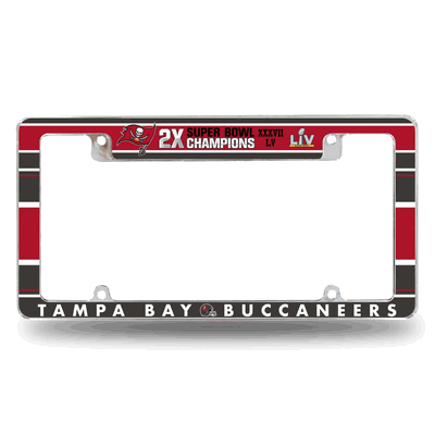 Tampa Bay Buccaneers Multi Champ Chrome Auto License Plate Frame