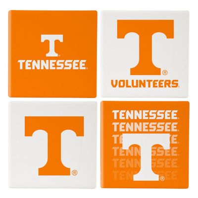 Tennessee Volunteers 4 Piece Coaster Set with Wood Caddy