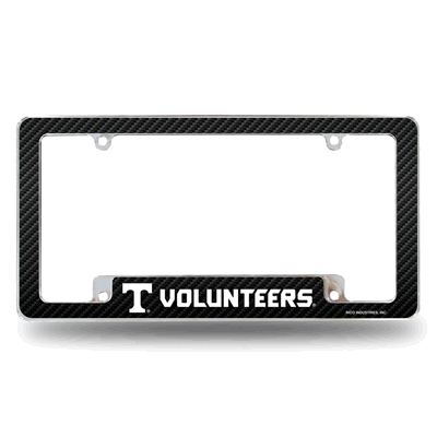 Tennessee Volunteers Carbon Fiber Chrome Auto License Plate Frame