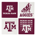 Texas A&M Aggies 4 Piece Coaster Set with Wood Caddy