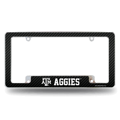 Texas A&M Aggies Carbon Fiber Chrome Automotive License Plate Frame