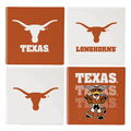 Texas Longhorns 4 Piece Coaster Set with Wood Caddy
