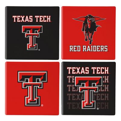 Texas Tech Red Raiders 4 Piece Coaster Set with Wood Caddy
