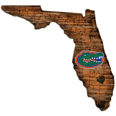 University of Florida State 24 Inch Distressed State with Logo Sign