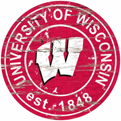 University of Wisconsin Distressed Round Sign