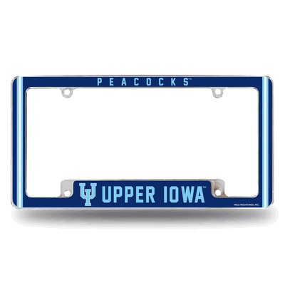 Upper Iowa University�Peacocks Chrome Automotive License Plate Frame