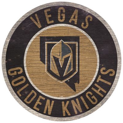 Vegas Golden Knights 12 Inch Round State Design Wood Sign