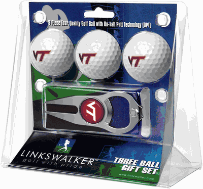 Virginia Tech Hokies 3 Ball Gift Pack with Hat Trick Divot Tool