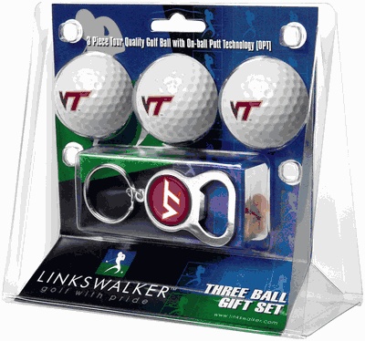 Virginia Tech Hokies 3 Ball Gift Pack with Key Chain Bottle Opener