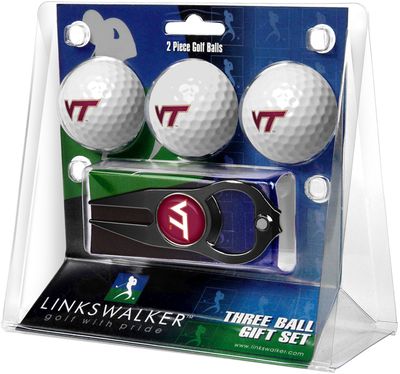 Virginia Tech Hokies 3 Golf Ball And Black Hat Trick Divot Tool Gift Pack