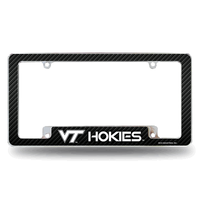 Virginia Tech Hokies Carbon Fiber Chrome Auto License Plate Frame