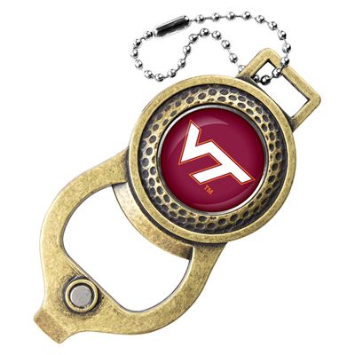 Virginia Tech Hokies Golf Bag Tag with Ball Marker - Antique Brass