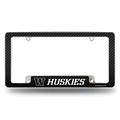 Washington Huskies Carbon Fiber Chrome Automotive License Plate Frame
