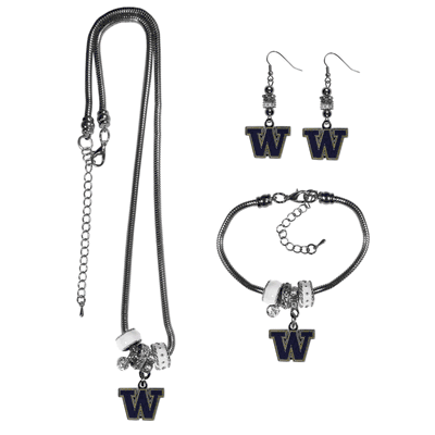 Washington Huskies Euro Bead Jewelry 3 piece Set