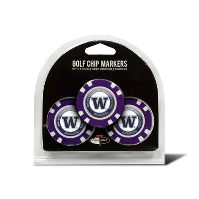 Washington Huskies Golf Chip with Marker 3 Pack