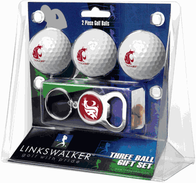 Washington State Cougars 3 Golf Ball And Keychain Bottle Opener Gift Pack