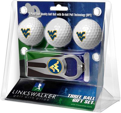 West Virginia Mountaineers 3 Ball Gift Pack with Hat Trick Divot Tool