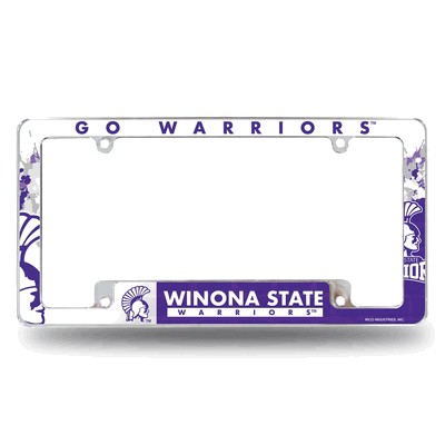 Winona State Warriors Primary Chrome Automotive License Plate Frame