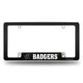 Wisconsin Badgers Carbon Fiber Chrome Automotive License Plate Frame