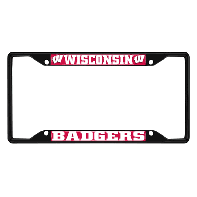 Wisconsin Badgers Metal License Plate Frame Black Finish