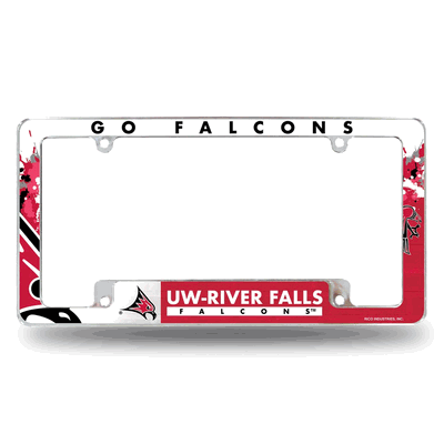Wisconsin-River Falls Falcons Primary Chrome Auto License Plate Frame