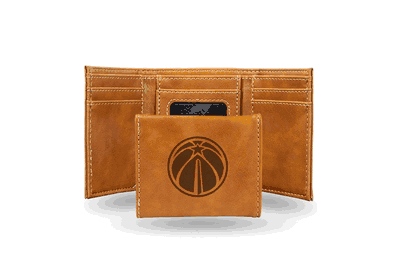 Wizards Laser Engraved Brown Trifold Wallet