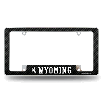 Wyoming Cowboys Carbon Fiber Chrome Automotive License Plate Frame