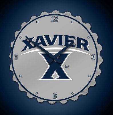 Xavier University Musketeers Team Spirit Bottle Cap Wall Clock-Primary Logo on Silver