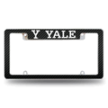 Yale Bulldogs Carbon Fiber Design Chrome Auto License Plate Frame
