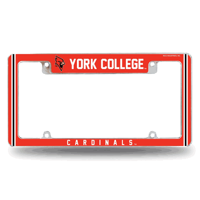 York College Cardinals Standard Chrome Automotive License Plate Frame