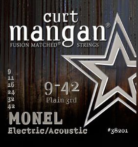 Curt Mangan Fusion Matched Monel Electric/Acoustic Guitar Strings 38201 Monel 9-42