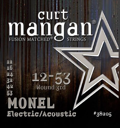 Curt Mangan Fusion Matched Monel Electric/Acoustic Guitar Strings 38205 Monel 12-53