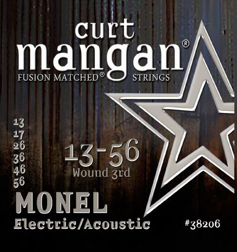 Curt Mangan Fusion Matched Monel Electric/Acoustic Guitar Strings 38206 Monel 13-56
