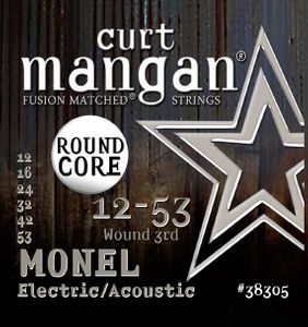 Curt Mangan Fusion Matched Monel Round Core Electric/Acoustic Strings 38305 Monel Round Core 12-53
