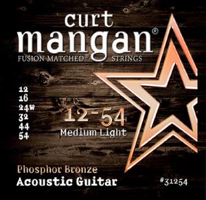 Curt Mangan Fusion Matched Phosphor Bronze Acoustic Guitar Strings 31254 Medium Light 12-54
