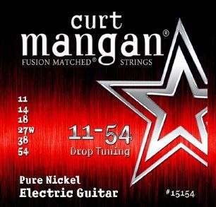 Curt Mangan Fusion Matched Pure Nickel Electric Guitar Strings 15154 Drop Tuning 11-54